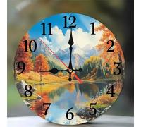 Umfarvt Wall Clock 6Inch, Arabic Numeral Round Wall Hanging Clock with Ultra-Quiet Movement Quartz, Battery Operated Silent Wall Clocks for Bedroom Office Living Room Classroom(Beautiful Scenery)