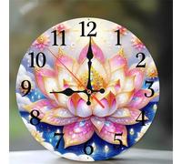 Umfarvt Wall Clock 6Inch, Arabic Numeral Round Wall Hanging Clock with Ultra-Quiet Movement Quartz, Battery Operated Silent Wall Clocks for Bedroom Office Living Room Classroom(Exquisite Lotus)