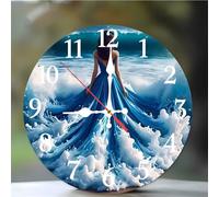 Umfarvt Wall Clock 8Inch, Arabic Numeral Round Wall Hanging Clock with Ultra-Quiet Movement Quartz, Battery Operated Silent Wall Clocks for Bedroom Office Living Room Classroom(Wavy Skirt)