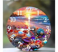 Umfarvt Wall Clock 8Inch, Arabic Numeral Round Wall Hanging Clock with Ultra-Quiet Movement Quartz, Battery Operated Silent Wall Clocks for Bedroom Office Living Room Classroom(Sunset Pearl)