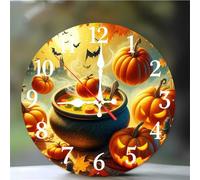 Umfarvt Wall Clock 8Inch, Arabic Numeral Round Wall Hanging Clock with Ultra-Quiet Movement Quartz, Battery Operated Silent Wall Clocks for Bedroom Office Living Room Classroom(Pumpkin Soup)