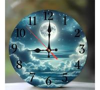 Umfarvt Wall Clock 8Inch, Arabic Numeral Round Wall Hanging Clock with Ultra-Quiet Movement Quartz, Battery Operated Silent Wall Clocks for Bedroom Office Living Room Classroom(Clouds Mist)