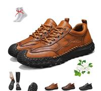 Umhaven Chaussures for hommes, Umhaven Chaussures de marche décontractées en cuir for hommes, bon soutien de la voûte plantaire et antidérapantes, respirantes, à enfiler, pieds nus(Light brown,39 EU)