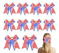 Umibow Lot de 10 nœuds pour cheveux avec drapeau américain pour filles, rouge, blanc et bleu, motif drapeau américain, accessoire de jour de l'indépendance