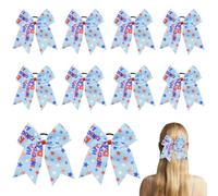 Umibow Lot de 10 nœuds pour cheveux avec drapeau américain pour filles, rouge, blanc et bleu, motif drapeau américain, accessoire de jour de l'indépendance