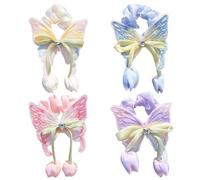 Umibow Lot de 4 élastiques à cheveux en forme de tulipe et de papillon - Pour une tenue quotidienne, une fête d'anniversaire