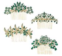 Umibow Lot de 4 peignes à cheveux avec strass en cristal pour mariée ou demoiselle d'honneur - Épingles à cheveux avec strass étincelants pour femmes et filles (vert)