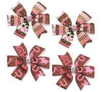 Umibow Lot de 4 pinces à cheveux avec nœuds de cow-boy - Pour chapeau de cowboy - Barrettes à cheveux - Nœud de rodéo occidental - Pinces à cheveux - Imprimé fer à cheval - Accessoires pour cheveux