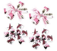 Umibow Lot de 4 pinces à cheveux avec nœuds de cow-boy - Pour chapeau de cowboy - Barrettes à cheveux - Nœud de rodéo occidental - Pinces à cheveux - Imprimé fer à cheval - Accessoires pour cheveux