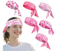 Umibow Lot de 6 bandeaux élastiques larges et réglables pour la sensibilisation au cancer du sein pour la course à pied, l'entraînement, le marathon (couleur A)