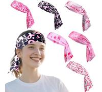 Umibow Lot de 6 bandeaux élastiques larges et réglables pour la sensibilisation au cancer du sein pour la course à pied, l'entraînement, le marathon (couleur B)