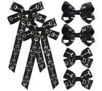 Umibow Lot de 6 pinces à cheveux avec nœud pour cheval - Avec pince crocodile - Pour compétitions d'équitation - Noir