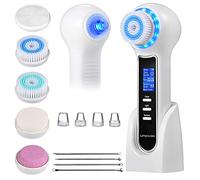 UMICKOO Brosse exfoliante pour le visage, étanche avec écran LCD, extracteur de points noirs avec 5 têtes de brosse, brosse rotative pour exfolier, masser et nettoyer les pores en profondeur