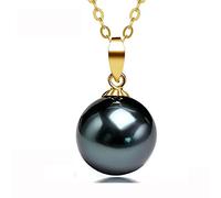 UMID Authentique Tahiti Nanhai Aquaculture Paon Vert Noir Perle AAA, 8-8.5mm, 11.5-12mm, 16mm Perle Noire Sydney Collier Pendentif Femme, Argent sterling, Perle