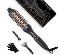 UMIGA Brosse chauffante de 38 mm - Brosse thermique ronde - 120-200 °C - Double tension - Augmente le volume des cheveux - Utilisé comme peigne, fer à lisser, fer à friser, taille compacte et légère