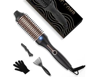UMIGA Brosse chauffante de 38 mm - Brosse thermique ronde - 120-200 °C - Double tension - Augmente le volume des cheveux - Utilisé comme peigne, fer à lisser, fer à friser, taille compacte et légère