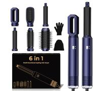 UMIGA Seche Cheveux 6 en 1, Brosse Soufflante Brushing avec Hair Dryer, Boucleur a Cheveux Automatique, Lisseur cheveux, Airbrush Hair Styler, Airstyler Cadeaux Set pour Femmes Styling - Gold