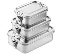 Umigy Lot de 3 boîtes alimentaires en acier inoxydable 850/1400/2400 ml - Boîtes à déjeuner Bento en acier inoxydable - Clips verrouillables pour éviter les fuites - Boîtes à goûter réutilisables pour