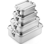 Umigy Lot de 4 boîtes à repas en acier inoxydable avec clips verrouillables anti-fuite, réutilisables au lave-vaisselle (4 tailles)