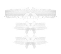 Umiin Ensemble de jarretières et de brassards, Jarretières blanches avec nœud en ruban blanc, Accessoires de mariage Fournitures de mariage, Lot de 2 brassards et 1 jarretière pour la mariée
