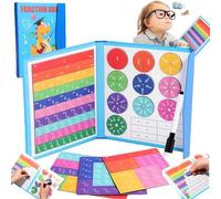 Umikk Lot de 102 disques de rupture magnétiques, jeu de calcul de fraction, matériau Montessori - Démonstrateur de disques de rupture magnétiques et cercles de rupture pour enfants (bébé dinosaure)