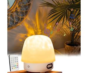 Umikk Ocean Wave Lampe projecteur de vagues de l'océan avec haut-parleur Bluetooth, 16 couleurs, lumière LED champignon avec télécommande, pour décoration de chambre à coucher, salon (blanc)