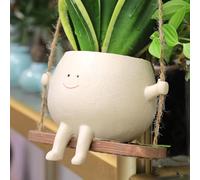 Umikk Pot de Fleurs Suspendu Avec Visage Souriant et Balançoire - Tête Suspendue Mignonne