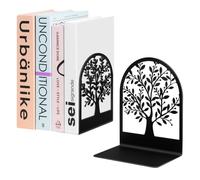 Umikk Serre-Livres en métal Motif Arbre de Vie pour étagères, Serre-Livres décoratifs pour Livres Lourds, Noir, 17,8 x 14 x 8,9 cm (1 Paire)