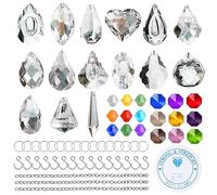 UMILKI Attrape Soleil, 15 Pcs Prisme de Boule Cristal pour Fenêtre/Jardin/Chambre/Lampes, Attrape-Soleil Suspendu avec Perles Colorées/Chaînes/Anneaux/Crochets, Soleil Décoration Bricolage