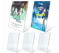 UMILKI Lot de 5 présentoirs en plexiglas A4 avec base en L, porte-menu de table en acrylique, porte-alertes de table pour menu, photo, prix, affiche, transparent