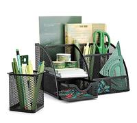 UMILKI Organisateur de Bureau Multifonctionnel, Rangement Bureau et Pot a Crayon, Rangement Bureau Organisateur avec Tiroir Coulissant Pour Papeterie Livre Dossiers Ciseaux