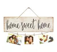 Umimiss Plaque « New Home » - Panneau « Home Sweet Home », support photo à suspendre pour photos de famille, cadeaux de pendaison de crémaillère, décoration de maison, cadeaux pour la famille, idées