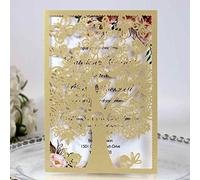 UMIMO 5 x 7,1 pouces 50PCS Kit d'invitations de mariage vierges découpées au laser blanc avec coeur d'arbre à souhaits invite poche et invitation de papier kraft pour invitation de mariage Quinceanera