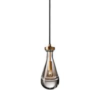 UMIMO Suspension en cristal à 1 lumière en forme de larme, mini luminaires suspendus au plafond en forme de globe au fini laiton brossé doré, éclairage suspendu E14 à intensité variable de 8 W pour îl