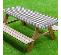 UMINEUX Nappe rectangulaire ajustée pour intérieur et terrasse - Dos en flanelle et vinyle avec bords élastiques, imperméable et facile à nettoyer - Pour intérieur et terrasse (76,2 x 183 cm, carreaux