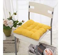 uministyle Lot de 2 coussins de chaise rembourrés avec attaches pour chaises de salle à manger, cuisine, jardin, intérieur et extérieur (jaune)