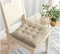 Uministyle Lot de 2 coussins rembourrés pour chaise de salle à manger, jardin, cuisine, bureau, 40 x 40 cm avec attaches (Café et blanc)