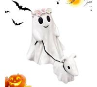 Umiocns Jolie statue de fantôme, statue de chien qui marche, décorations d'Halloween, décoration d'intérieur d'Halloween, figurine d'Halloween fantôme effrayante, décoration de bureau créative pour