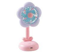 Umiocns Ventilateur de bureau | Petit ventilateur de table à fleurs pour décoration de bureau, circulateur d'air rechargeable avec veilleuse pour femmes, filles, pêche, camping, randonnée, voyage
