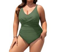 UMIPUBO Maillot de Bain Femme 1 Pièces Gainant Grande Taille Ventre Plat Col en V Push Up Une Pièce Swimwear Réglable Rembourré Froncé Sexy Monokinis L-4XL