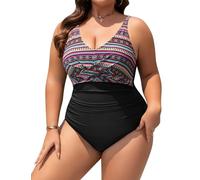 UMIPUBO Maillot de Bain Femme 1 Pièces Gainant Grande Taille Ventre Plat Col en V Push Up Une Pièce Swimwear Réglable Rembourré Froncé Sexy Monokinis L-4XL
