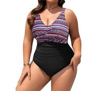 UMIPUBO Maillot de Bain Femme 1 Pièces Gainant Grande Taille Ventre Plat Col en V Push Up Une Pièce Swimwear Réglable Rembourré Froncé Sexy Monokinis L-4XL
