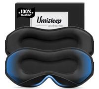 Umisleep Masque de Nuit 100% Occultant, Idéal pour Dormir sur le Côté | Masque de sommeil pour dormir sur le côté, doux et respirant, espace pour les yeux et les cils, bande réglable, voyage