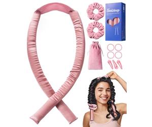 Umisleep Tresseur Sans Chaleur,Set de Boucles en Soie Protège les Cheveux,Tresseur de Boucles 99cm pour la Nuit,Bande DIY pour Boucles Sans Chaleur pour Cheveux Longs (Rose)