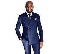 UMISS Hommes Costume 2 pièces à Rayures Veste et Pantalon croisés