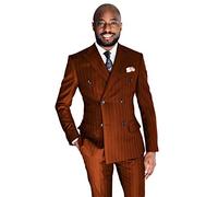 UMISS Hommes Costume 2 pièces à Rayures Veste et Pantalon croisés