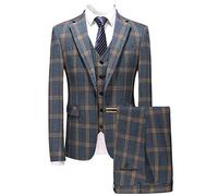 UMISS Hommes Costume à Carreaux Un Bouton 3 pièces Costume de Mariage