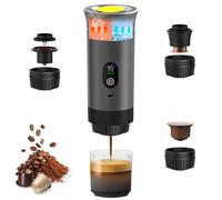 Umisu Machine à Café Portable, 3 en 1 Cafetières Expresso à Capsules avec Écran Numérique, Machine à Expresso à Capsules et Café Moulu Chauffage Rapide pour Bureau Voyage Camping Maison (Noir)