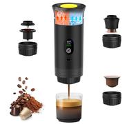 Umisu Machine à Café Portable, 3 en 1 Cafetières Expresso à Capsules avec Écran Numérique, Machine à Expresso à Capsules et Café Moulu Chauffage Rapide pour Bureau Voyage Camping Maison (Noir)