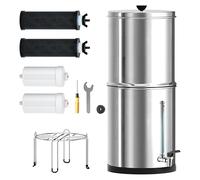 Umisu Système de Filtration d'Eau par Gravité 8.5L, Système de Comptoir en Acier Inoxydable 304 à Ultra-Filtration en 8 Étapes avec 4 Filtres et Support, avec Indicateur de Niveau d'Eau en Verre